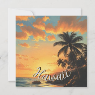Vintager Stil Hawaiian Reisen Küste Meer Sunset Feiertagskarte