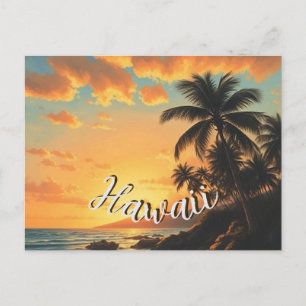 Vintager Stil Hawaiian Reisen Küste Meer Sunset Feiertagspostkarte