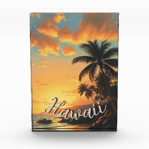Vintager Stil Hawaiian Reisen Küste Meer Sunset Fotoblock