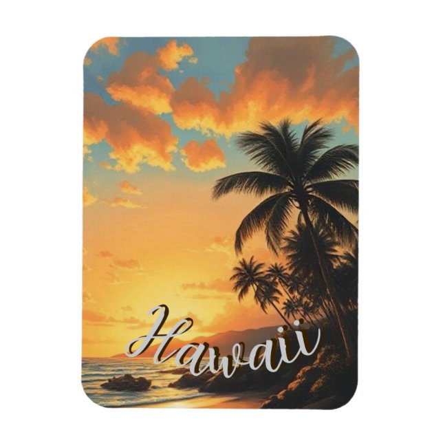 Vintager Stil Hawaiian Reisen Küste Meer Sunset Magnet (Vertikal)