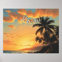 Vintager Stil Hawaiian Reisen Küste Meer Sunset