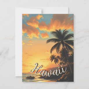 Vintager Stil Hawaiian Reisen Küste Meer Sunset Postkarte