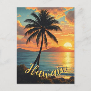 Vintager Stil Hawaiian Reisen Küste Meer Sunset Postkarte