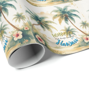 Vintager Stil Hawaiian Seascape Palms Geschenkpapier