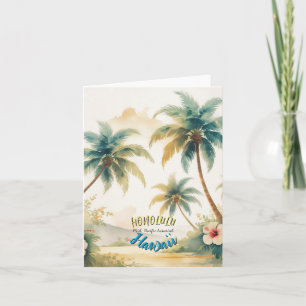 Vintager Stil Hawaiian Seascape Palms Karte