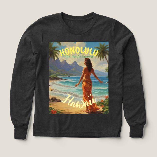 Vintager Stil Hawaiian Travel Honolulu Mittelpazif (Design Vorderseite)