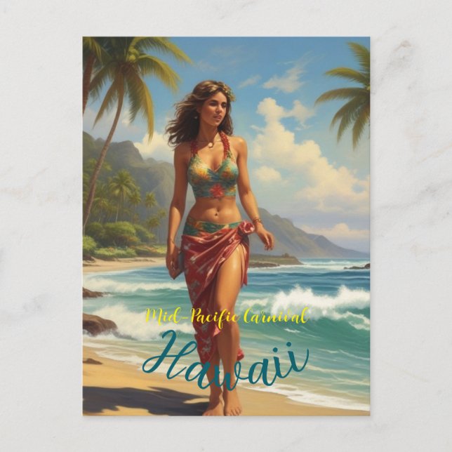 Vintager Stil Hawaiian Travel Honolulu Mittelpazif Einladungspostkarte (Vorderseite)
