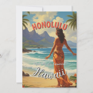 Vintager Stil Hawaiian Travel Honolulu Mittelpazif Feiertagskarte