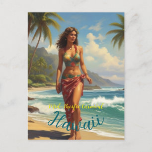 Vintager Stil Hawaiian Travel Honolulu Mittelpazif Feiertagspostkarte