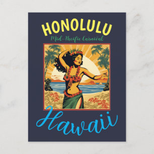 Vintager Stil Hawaiian Travel Honolulu Mittelpazif Feiertagspostkarte