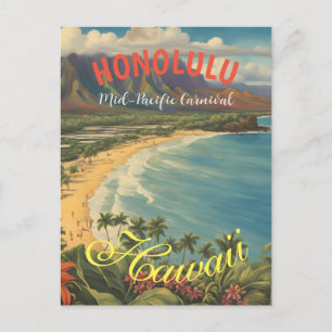 Vintager Stil Hawaiian Travel Honolulu Mittelpazif Feiertagspostkarte