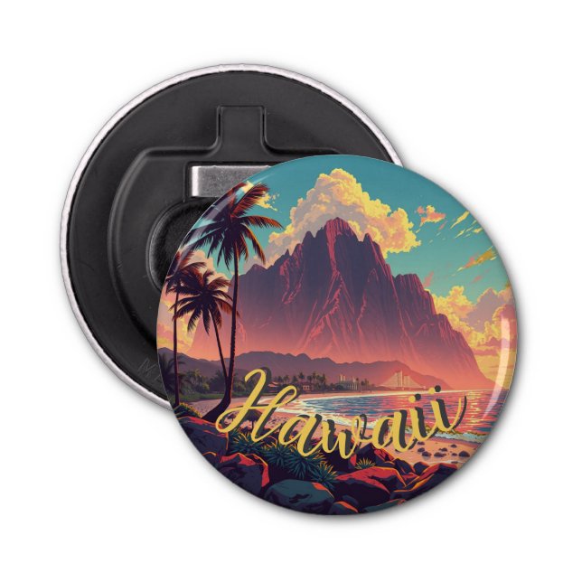 Vintager Stil Hawaiian Travel Honolulu Mittelpazif Flaschenöffner (Vorderseite)