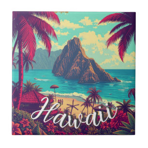 Vintager Stil Hawaiian Travel Honolulu Mittelpazif Fliese