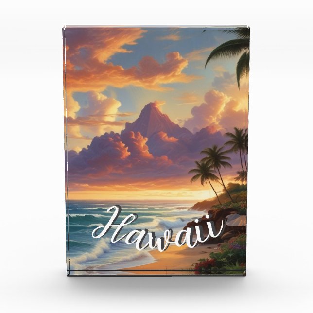 Vintager Stil Hawaiian Travel Honolulu Mittelpazif Fotoblock (Vorderseite)