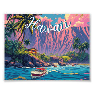 Vintager Stil Hawaiian Travel Honolulu Mittelpazif Fotodruck