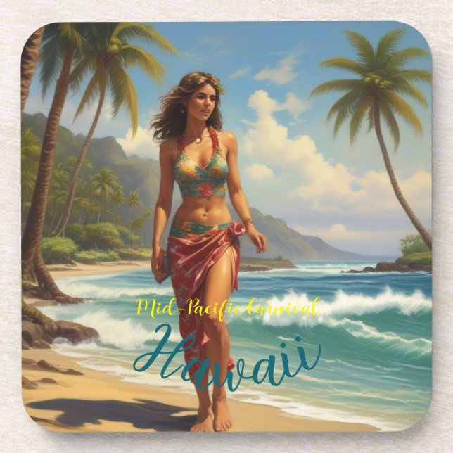 Vintager Stil Hawaiian Travel Honolulu Mittelpazif Getränkeuntersetzer (Vorderseite)