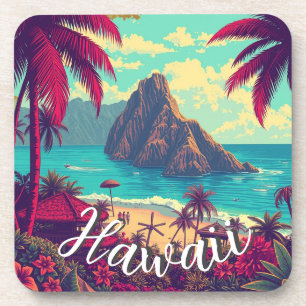 Vintager Stil Hawaiian Travel Honolulu Mittelpazif Getränkeuntersetzer