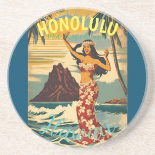 Vintager Stil Hawaiian Travel Honolulu Mittelpazif Getränkeuntersetzer