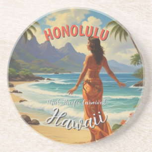 Vintager Stil Hawaiian Travel Honolulu Mittelpazif Getränkeuntersetzer