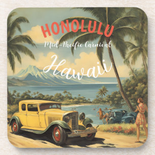 Vintager Stil Hawaiian Travel Honolulu Mittelpazif Getränkeuntersetzer