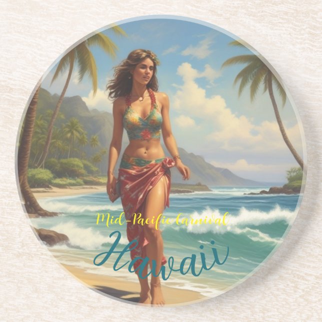 Vintager Stil Hawaiian Travel Honolulu Mittelpazif Getränkeuntersetzer (Vorne)