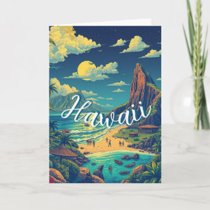 Vintager Stil Hawaiian Travel Honolulu Mittelpazif Karte