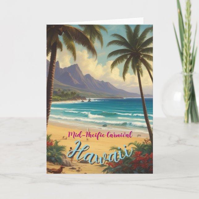 Vintager Stil Hawaiian Travel Honolulu Mittelpazif Karte (Vorderseite)