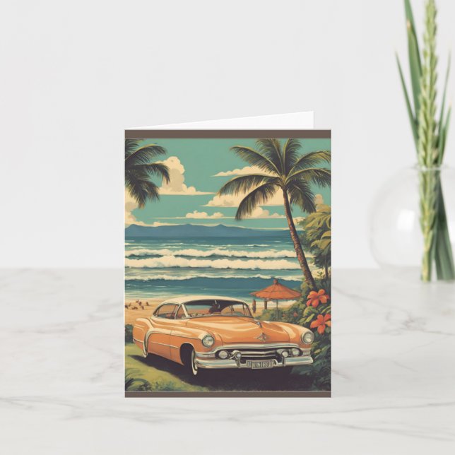 Vintager Stil Hawaiian Travel Honolulu Mittelpazif Karte (Vorderseite)