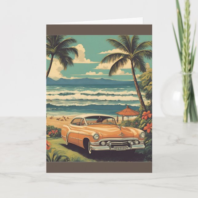 Vintager Stil Hawaiian Travel Honolulu Mittelpazif Karte (Vorderseite)