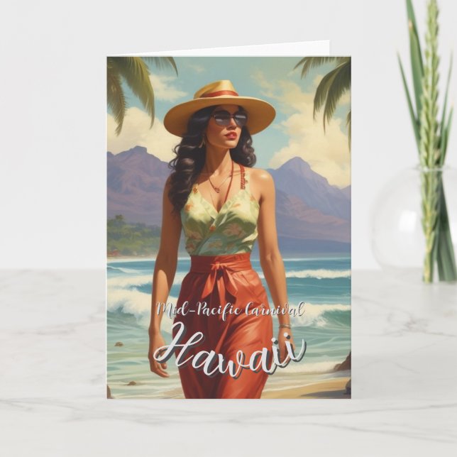 Vintager Stil Hawaiian Travel Honolulu Mittelpazif Karte (Vorderseite)