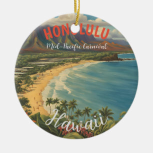 Vintager Stil Hawaiian Travel Honolulu Mittelpazif Keramik Ornament
