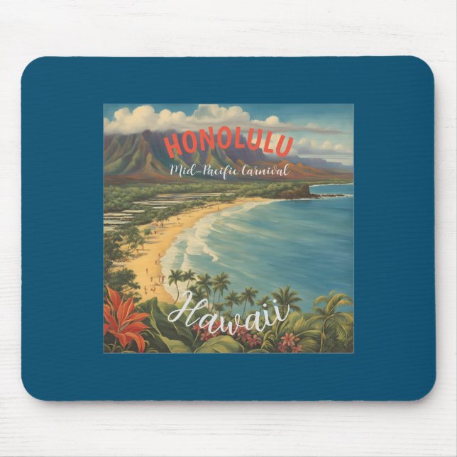 Vintager Stil Hawaiian Travel Honolulu Mittelpazif Mousepad (Vorne)