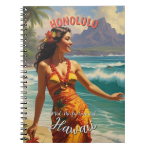 Vintager Stil Hawaiian Travel Honolulu Mittelpazif Notizblock