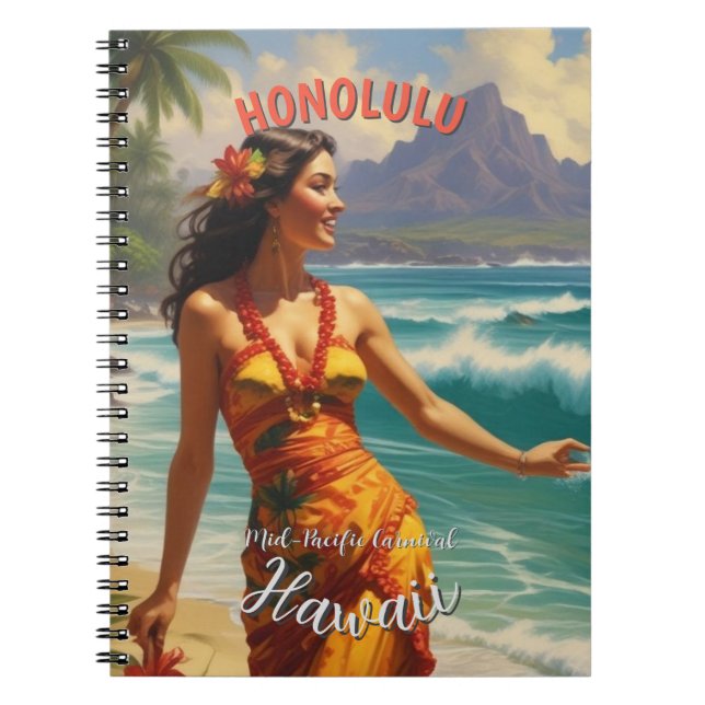 Vintager Stil Hawaiian Travel Honolulu Mittelpazif Notizblock (Vorderseite)