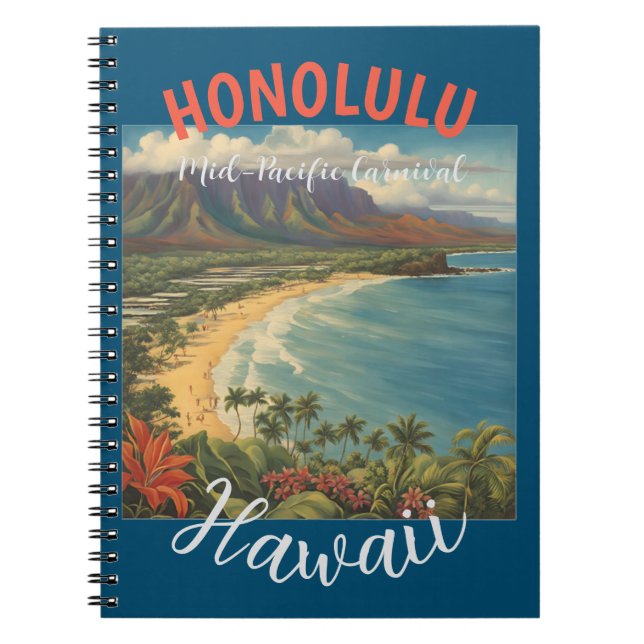 Vintager Stil Hawaiian Travel Honolulu Mittelpazif Notizblock (Vorderseite)