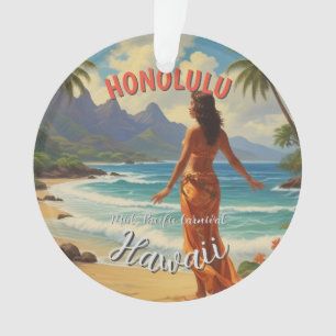 Vintager Stil Hawaiian Travel Honolulu Mittelpazif Ornament