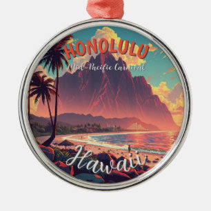 Vintager Stil Hawaiian Travel Honolulu Mittelpazif Ornament Aus Metall