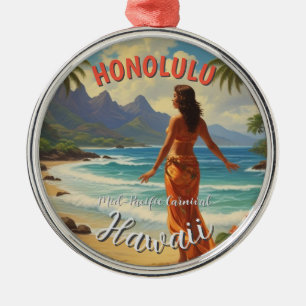 Vintager Stil Hawaiian Travel Honolulu Mittelpazif Ornament Aus Metall