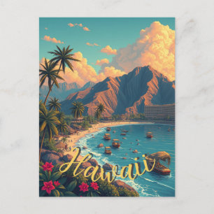 Vintager Stil Hawaiian Travel Honolulu Mittelpazif Postkarte
