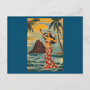 Vintager Stil Hawaiian Travel Honolulu Mittelpazif Postkarte