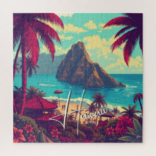 Vintager Stil Hawaiian Travel Honolulu Mittelpazif Puzzle