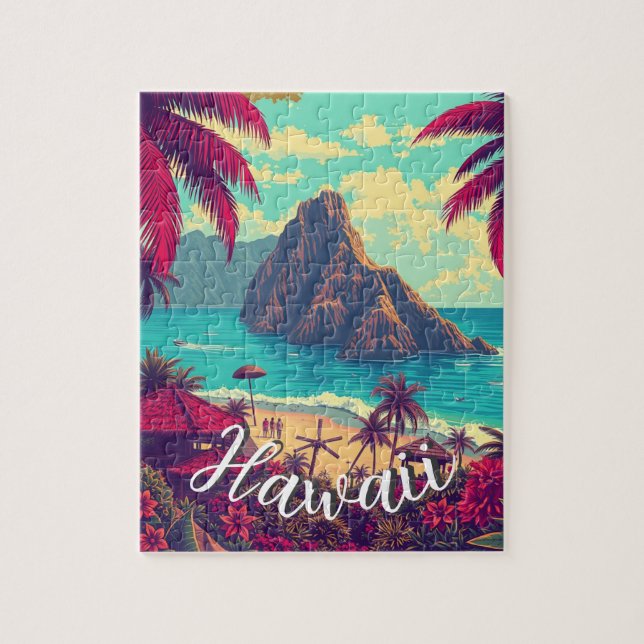 Vintager Stil Hawaiian Travel Honolulu Mittelpazif Puzzle (Vertikal)
