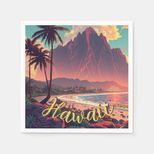 Vintager Stil Hawaiian Travel Honolulu Mittelpazif Serviette