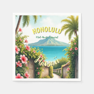 Vintager Stil Hawaiian Travel Honolulu Mittelpazif Serviette