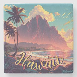 Vintager Stil Hawaiian Travel Honolulu Mittelpazif Steinuntersetzer