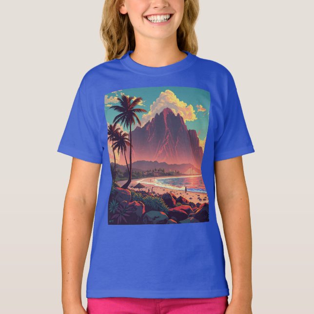 Vintager Stil Hawaiian Travel Honolulu Mittelpazif T-Shirt (Vorderseite)