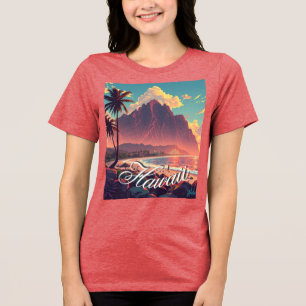 Vintager Stil Hawaiian Travel Honolulu Mittelpazif Tri-Blend Shirt
