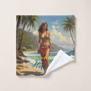 Vintager Stil Hawaiian Travel Honolulu Mittelpazif Waschlappen
