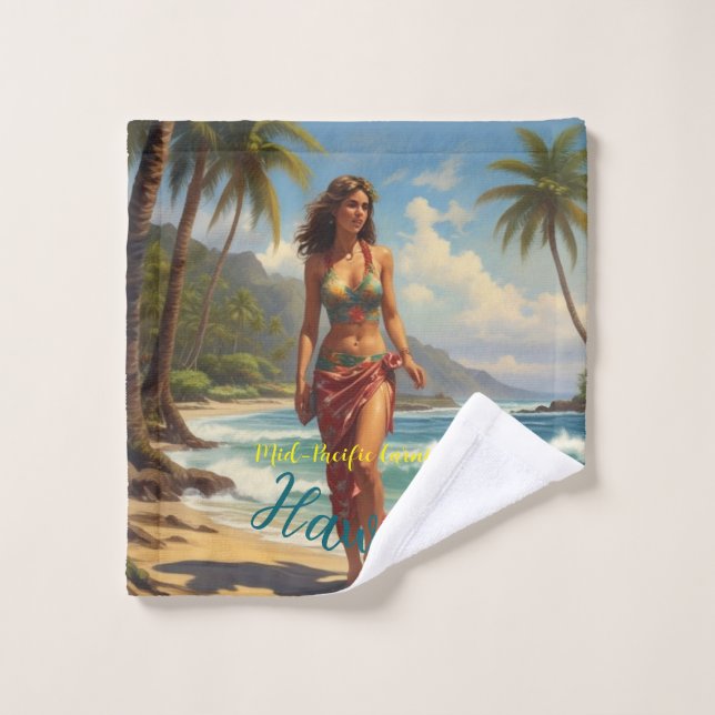 Vintager Stil Hawaiian Travel Honolulu Mittelpazif Waschlappen (Waschlappen)