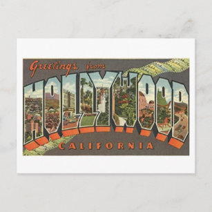 Vintager Stil Hollywood California Big Letter Postkarte